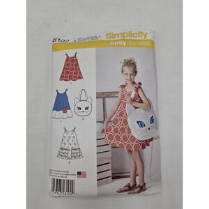 Simplicity Pattern #8102 Child's Sundress And Kitty Tote Sizes 3-8